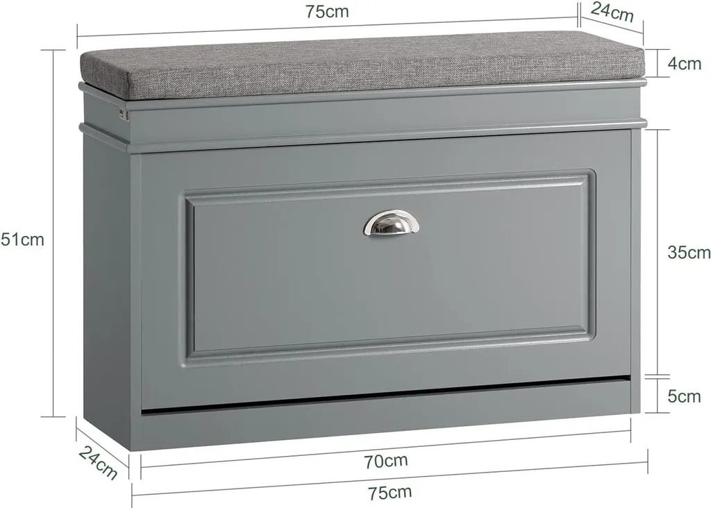 Rangez vos chaussures et asseyez-vous - Banc gris compact 75cm