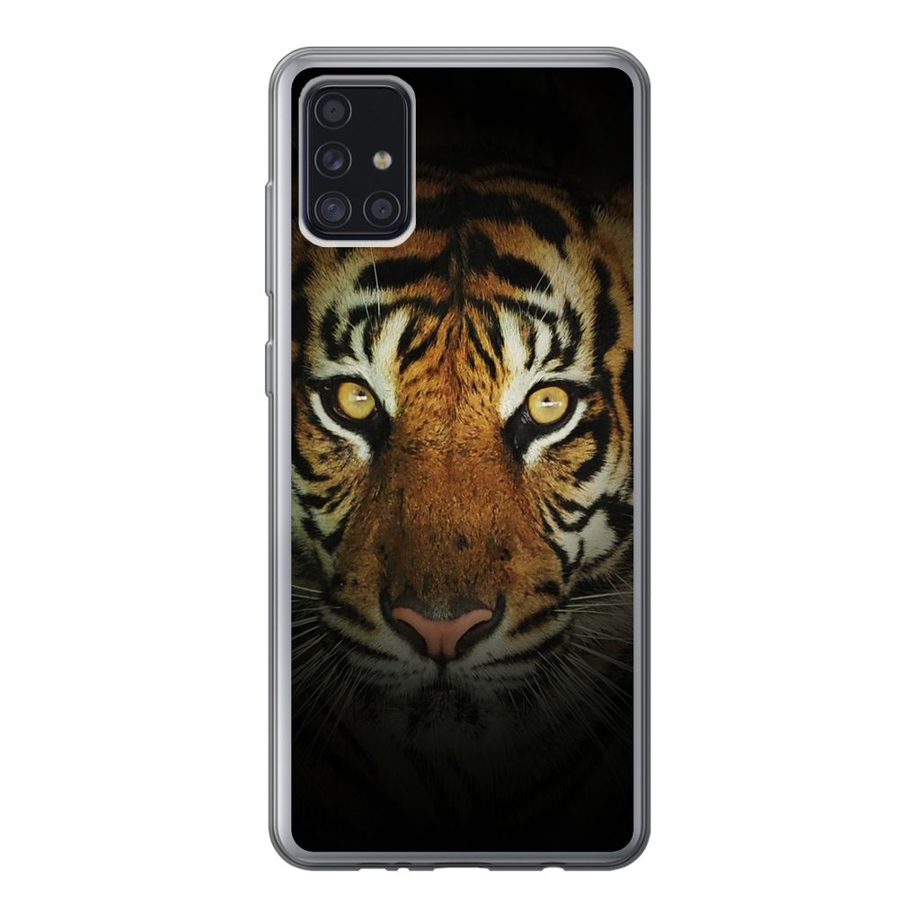 MuchoWow Handyhülle Schutzhülle Hülle für Samsung Galaxy A52 5G Tiger - Licht - Augen Silikon Softcase Handy Hülle - Umschlag