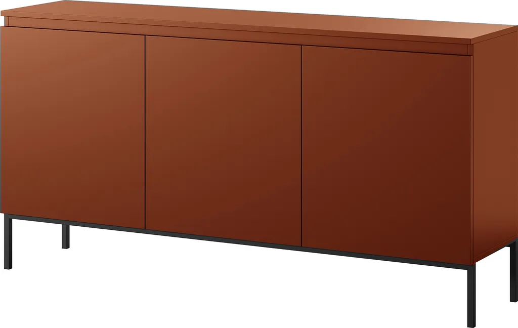 Commode Rouge Brique 150 cm - Meuble de Rangement avec Pieds en Métal
