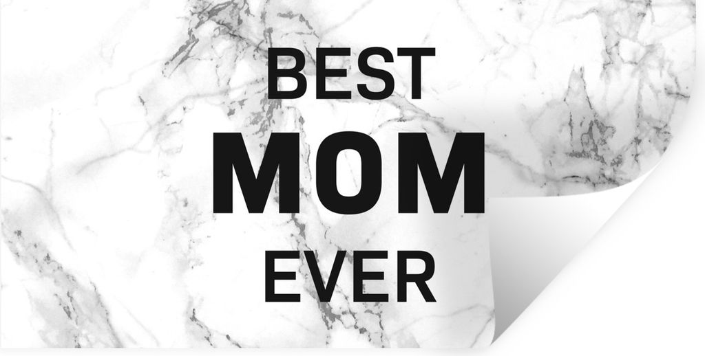 MuchoWow Wandtattoo Wandsticker Wandaufkleber Sprichwörter - Zitate Best Mom Ever - Marmor - Muttertag - Mama - schwarz-weiß 40x20 cm Selbstkle...