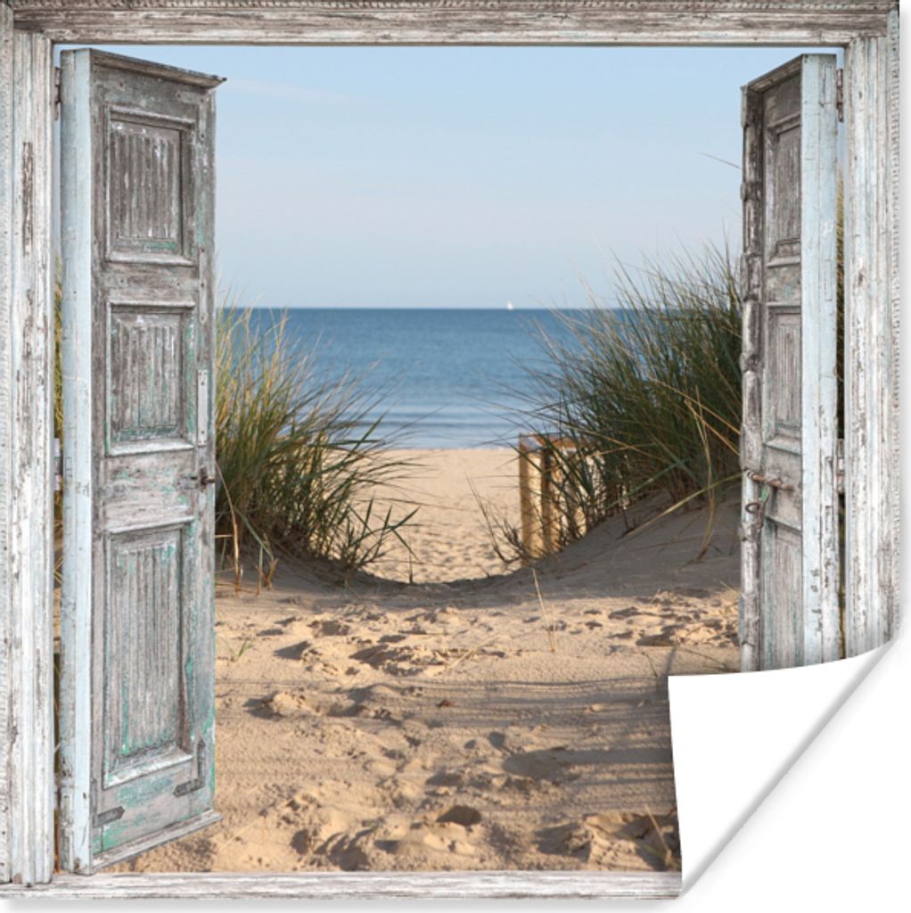 MuchoWow Poster Düne - Strand - Aussicht - Sommer 75x75 cm - Wand Dekoration