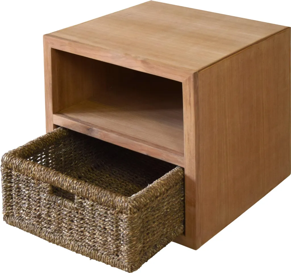 Table d'appoint Vallda en teck Teako Design avec panier 50x50x50 cm