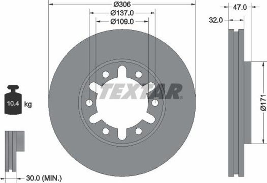 TEXTAR 92138300 Bremsscheibe OE 40206VB000 kompatibel mit Patrol