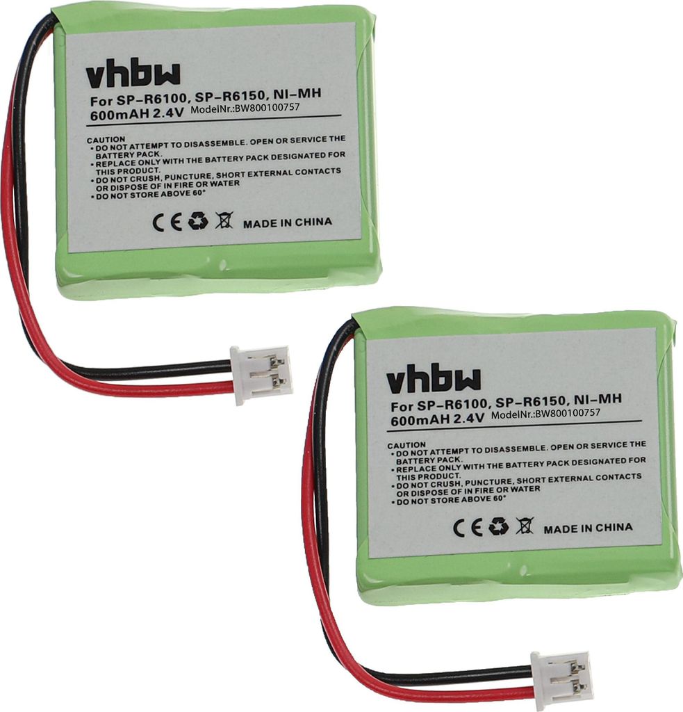 vhbw 2x Akku kompatibel mit Telekom T-Easy C310 schnurlos Festnetz Telefon (600 mAh, 2,4 V, NiMH) Grün