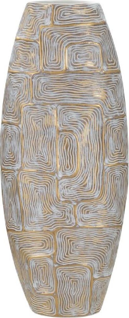 Mauro Ferretti Vase Eklips Turm 24x11,5x59,5 cm gold weiß