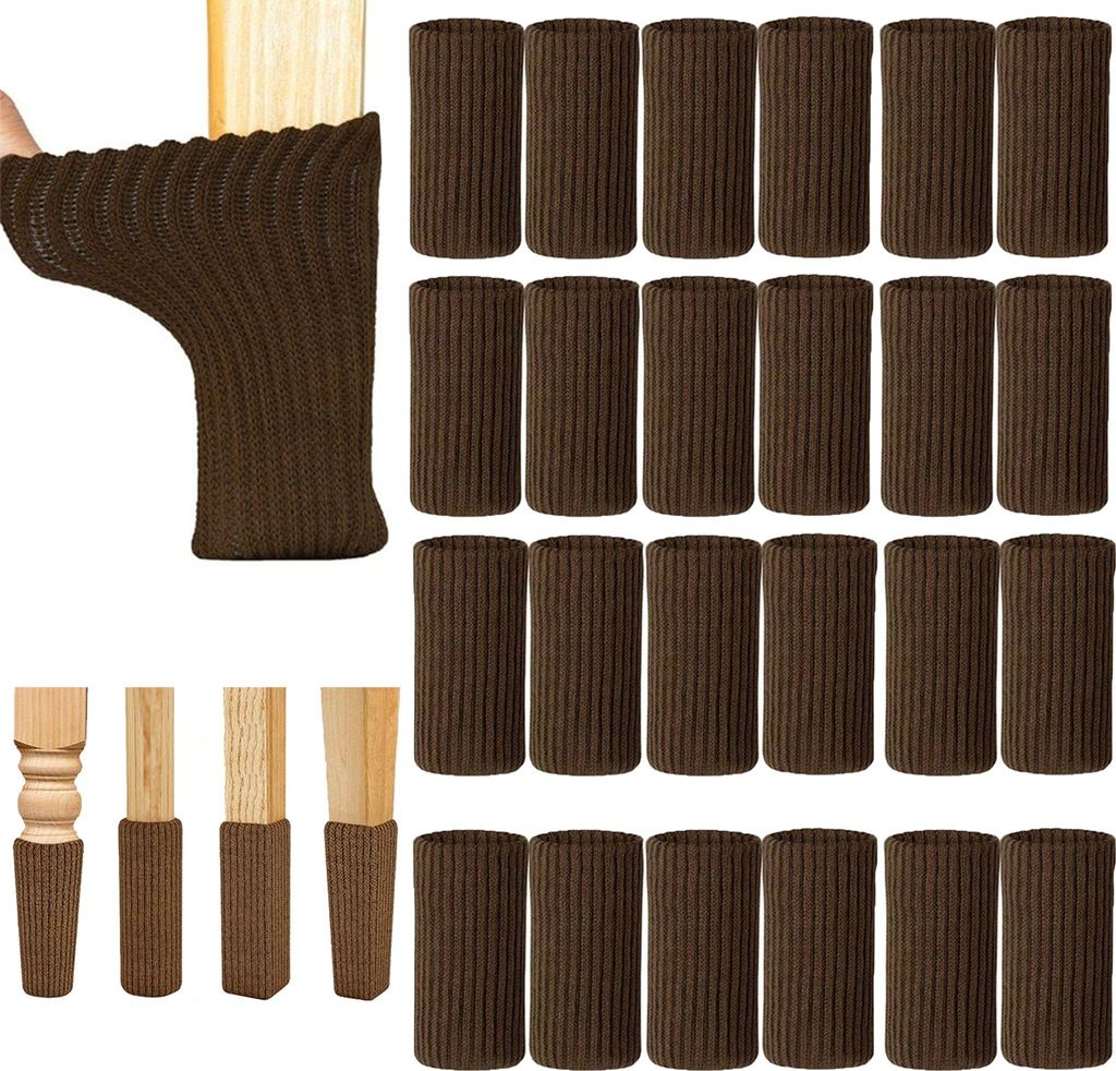 24 Stück Stuhlsocken, Elastisch Möbelsocken Gestrickte, Produktbild 
