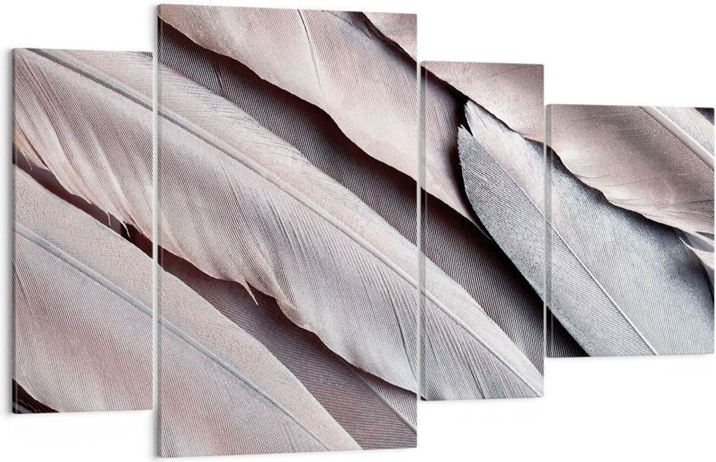 Bild auf Leinwand - Leinwandbild - 4 Teile - Federn Flügel Feder - 120x70cm - Wand Bild - Wanddeko - Wandbilder - Leinwanddruck - Bilder - Wanddek...
