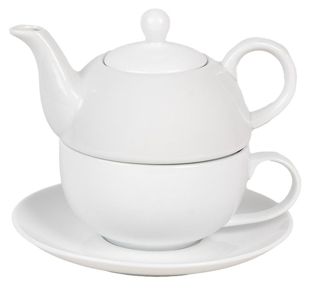 Clayre & Eef Tea for One 350 ml Weiß Keramik Produktbild 