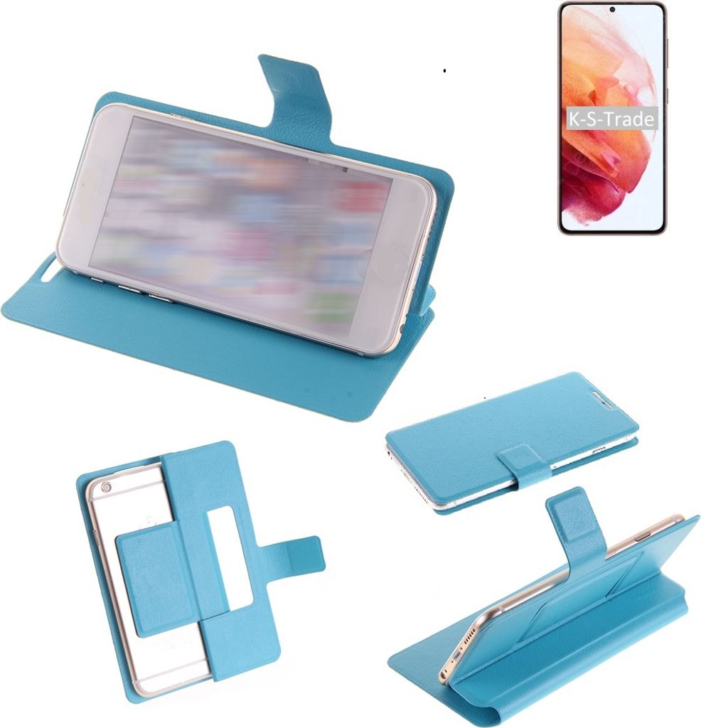 K-S-Trade Schutzhülle Handyhülle kompatibel mit Samsung Galaxy S21 5G SD888 Flip cover Handy case Smartphone Klapphülle blau