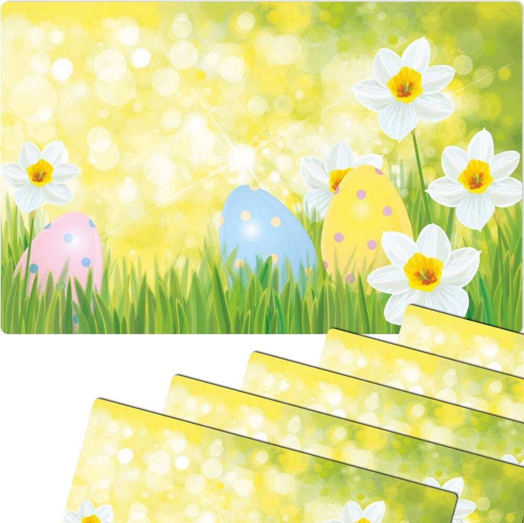 Set di 6 tovagliette lavabili con uova di Pasqua narcisi Immagine del prodotto 
