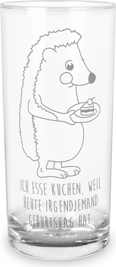 Mr. & Mrs. Panda Glas Igel Kuchenstück 200 ml - Transparent - Geschenk, Cocktailglas, Geburtstagskuchen, tischglas, Wasserbecher, Lustige Sprüche...