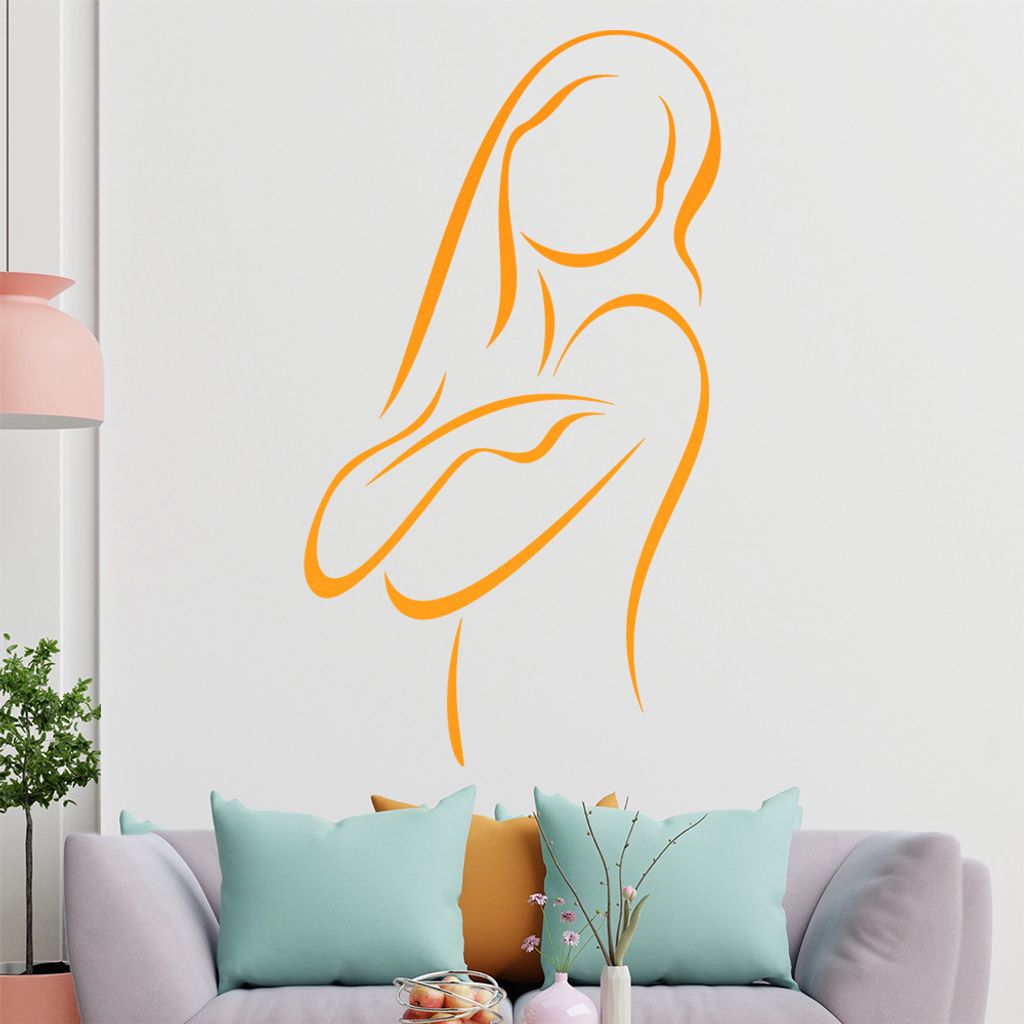 Frau sich umarmend - Linien Wandtattoo in 6 Größen - Wandaufkleber Wall Sticker - Dekoration, Küche, Wohnzimmer, Schlafzimmer, Badezimmer