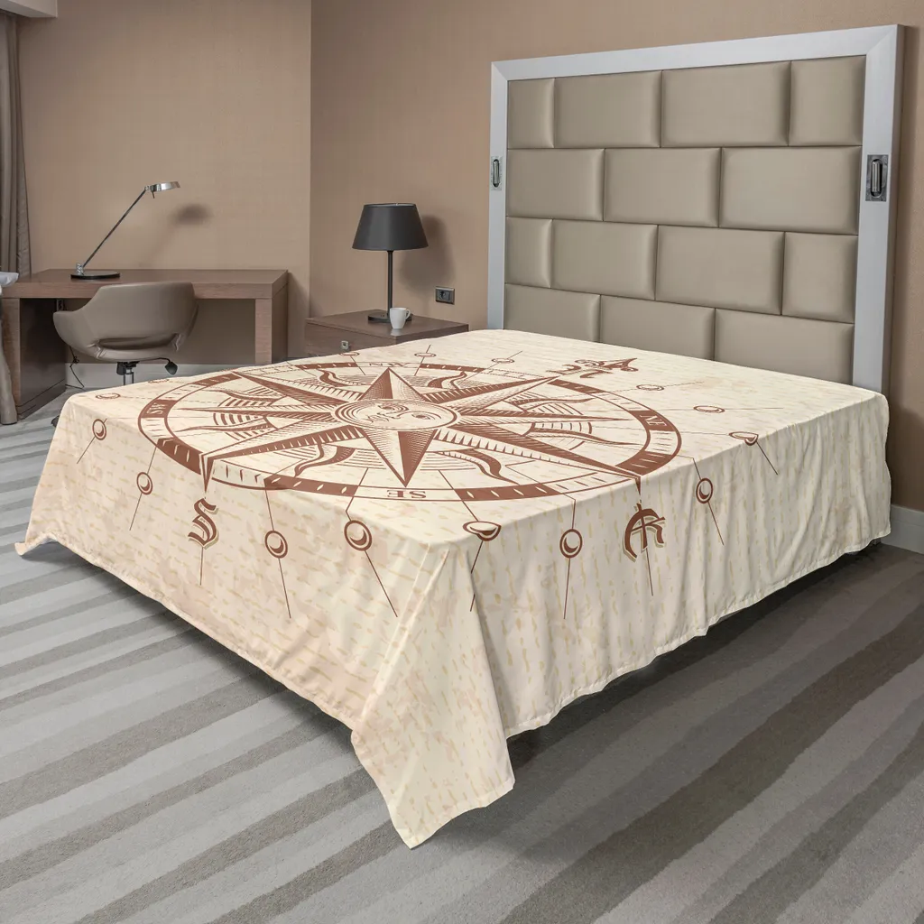 Lenzuolo Decorativo Bussola Vintage ABAKUHAUS 260x228 Marrone