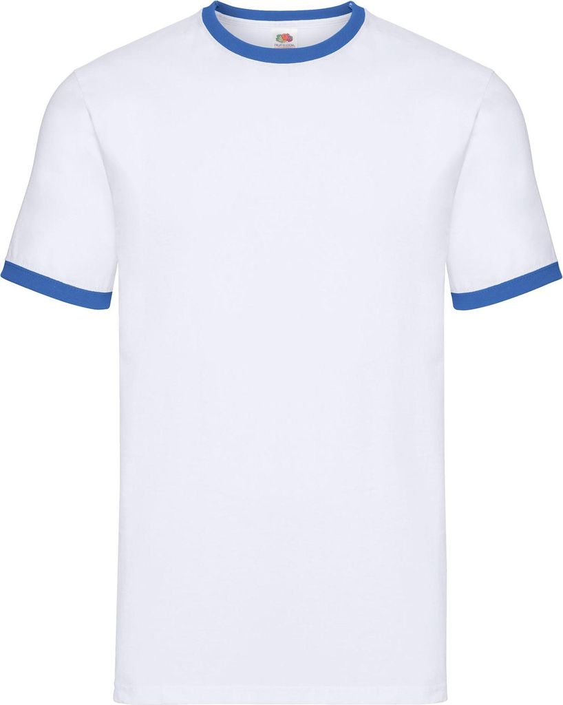 Fruit of the Loom Valueweight Ringer T-Shirt Farbe: weiß/royal Größe: 3XL