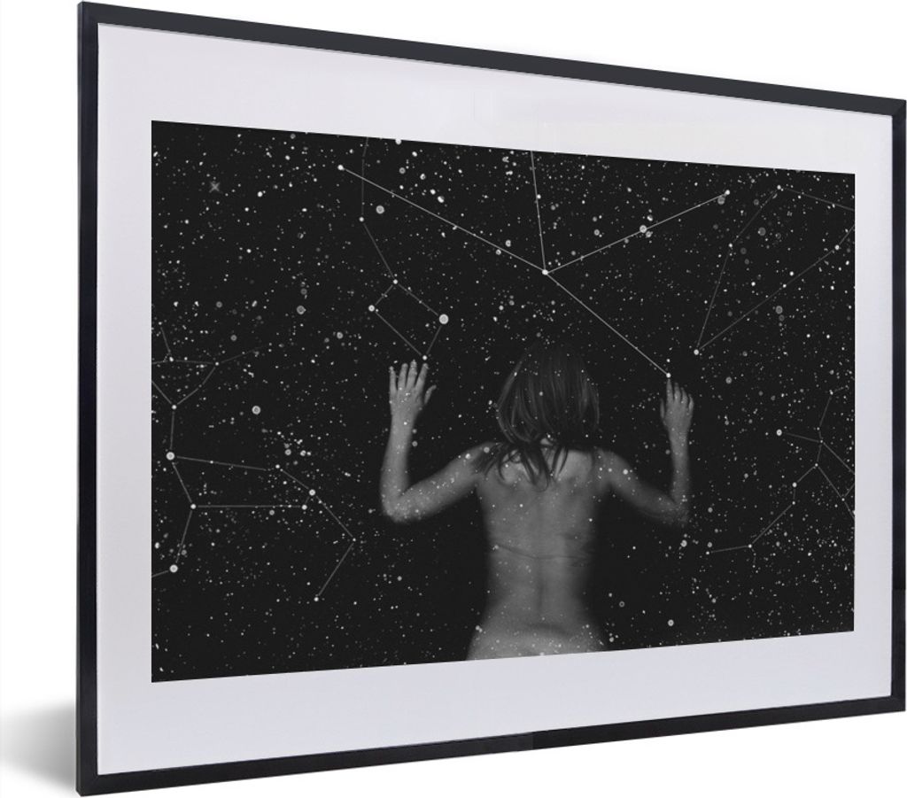 MuchoWow MuchoWow Gerahmtes Poster Konstellationen über eine Frau 40x30 cm - Poster mit zchwarzem Bilderrahmen - Bilderrahmen - Poster im Rahmen