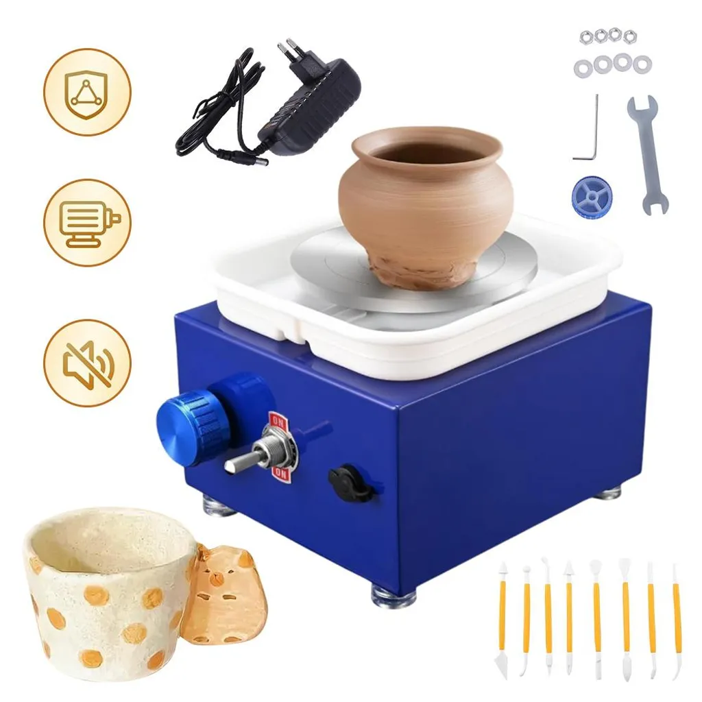 Machine à poterie miniature 2000 tr/min pour modelage céramique - Bleu - 7