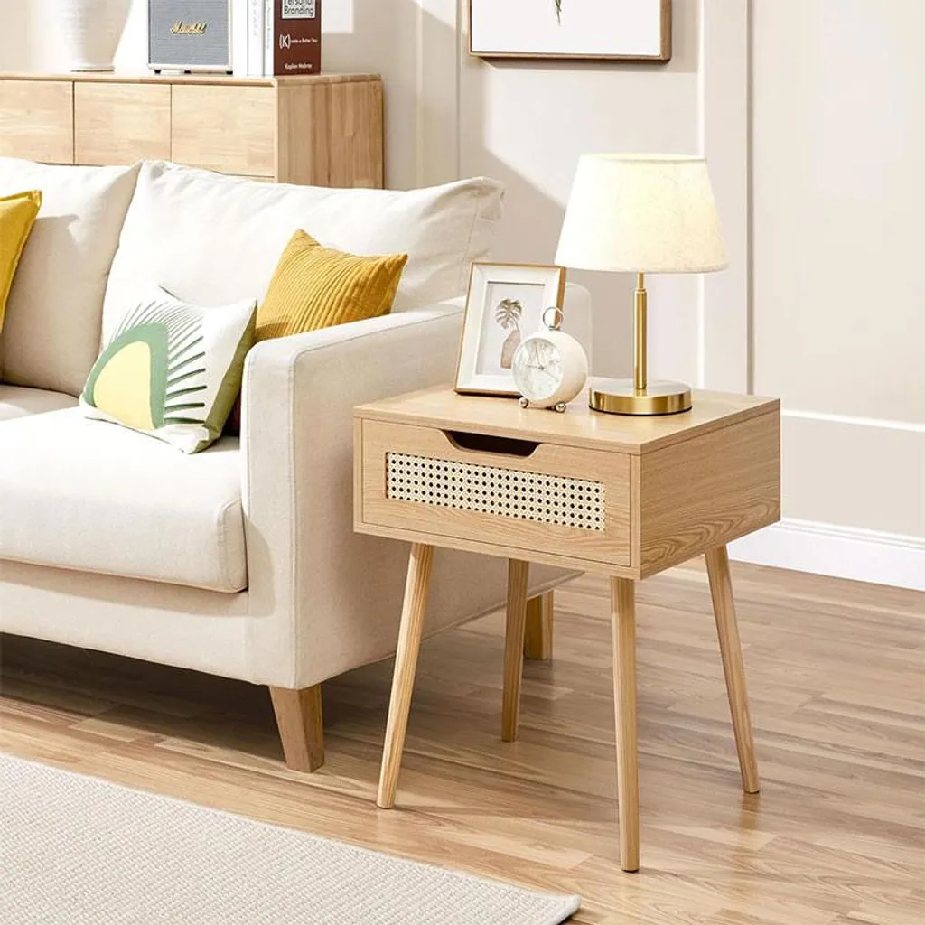 Table de chevet marron clair 592917 pour optimiser le rangement lit - 3