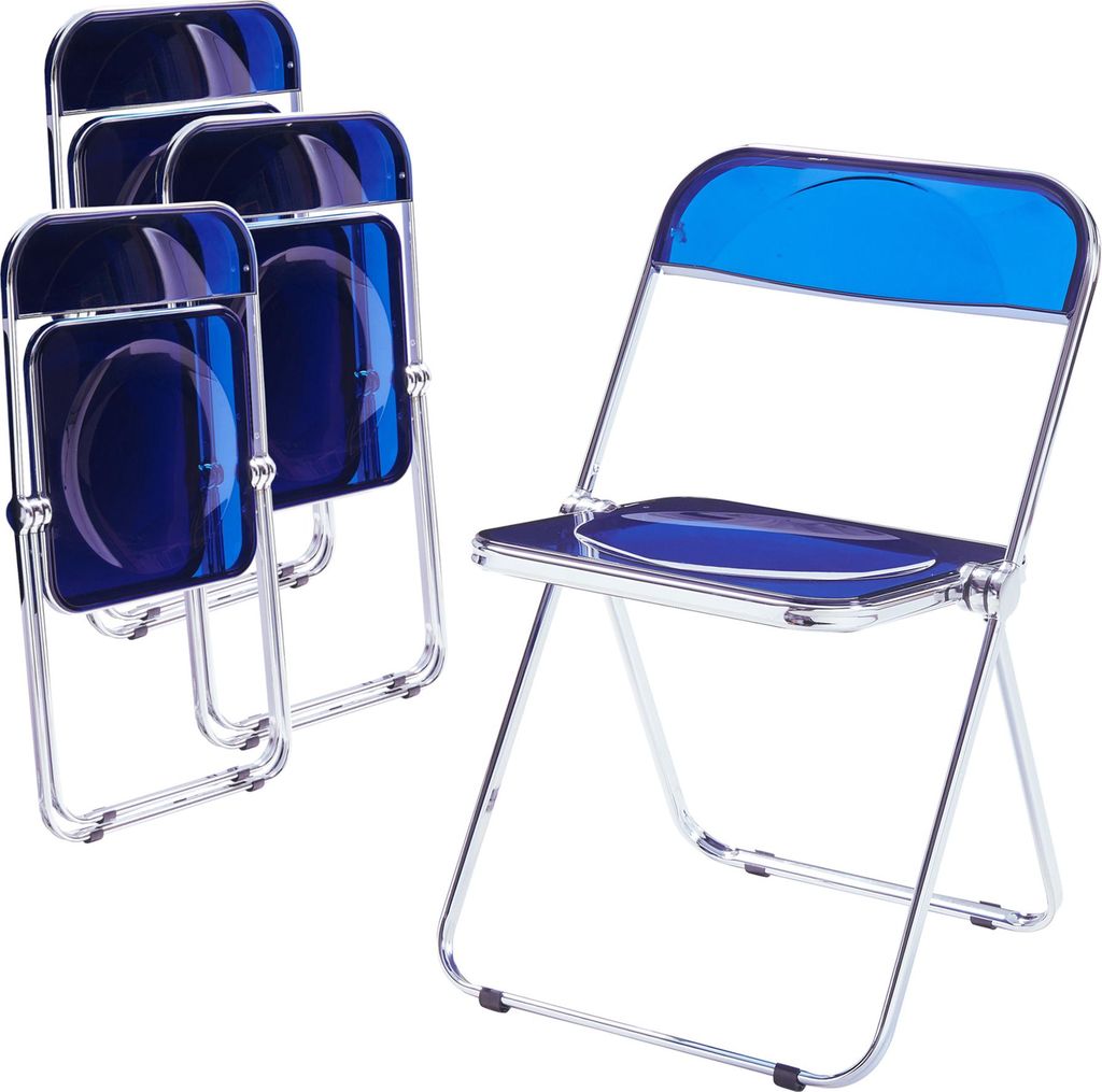 Klappstuhl 'Pornainen' 4er Set Stahlgestell Dunkelblau, transparent