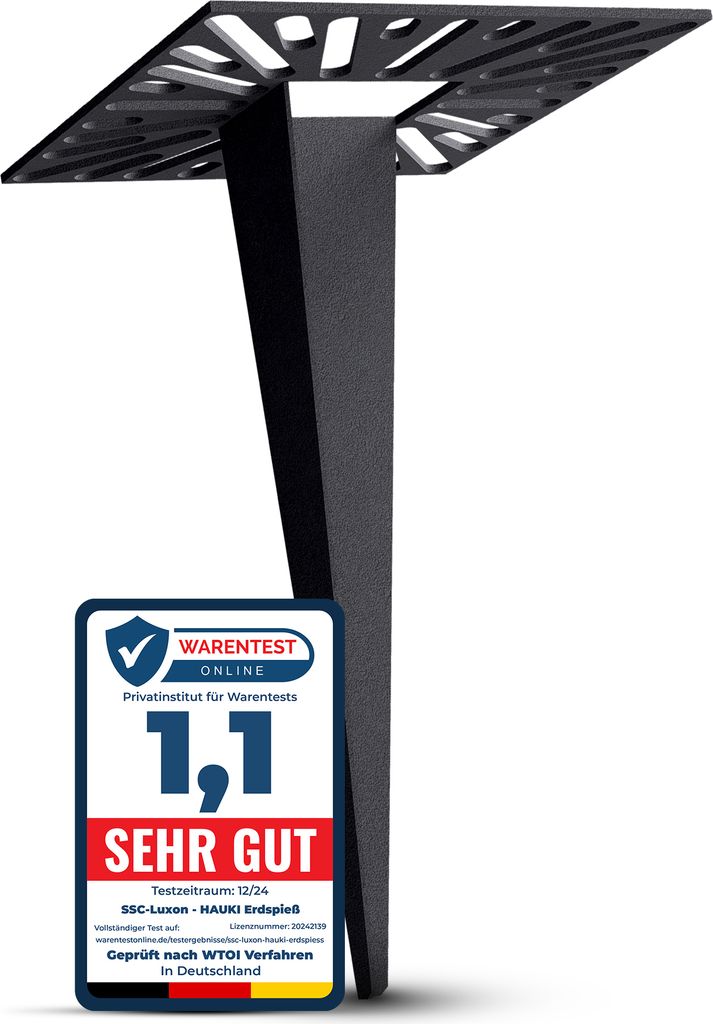 SSC-LUXon HAUKI Universal Erdspieß für Gartenleuchte, Steckdosen, Wegeleuchten - Befestigung Garten inkl. Schrauben & Zubehör