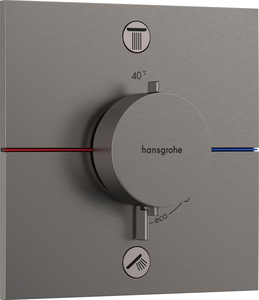 hansgrohe ShowerSelect Comfort E Thermostat, Unterputz, 2 Verbraucher, eckige Rosette, mit Sicherungskombination, 15578340