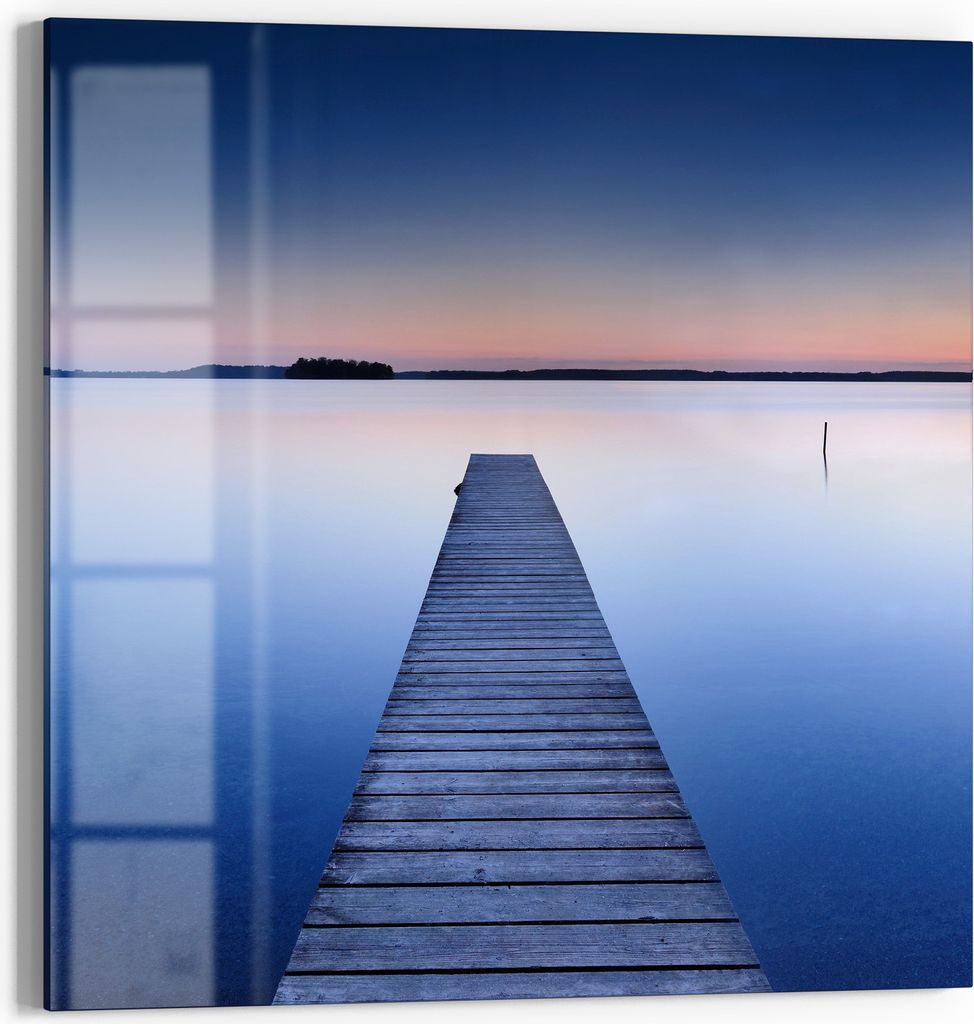 DEQORI Magnettafel Glas 50x50 cm 'Steg in die Dämmerung' beschreibbar Whiteboard Küche