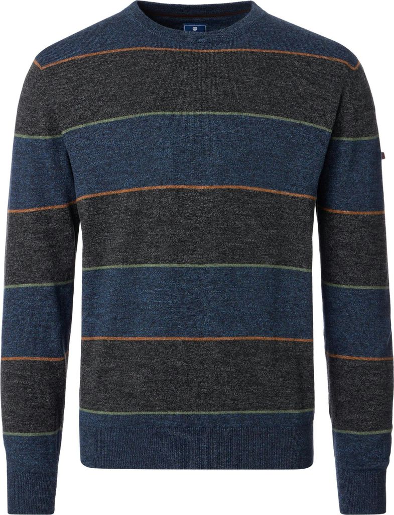 REDMOND Casual Herren Pullover Rundhals Comfort Blau gestreift XL