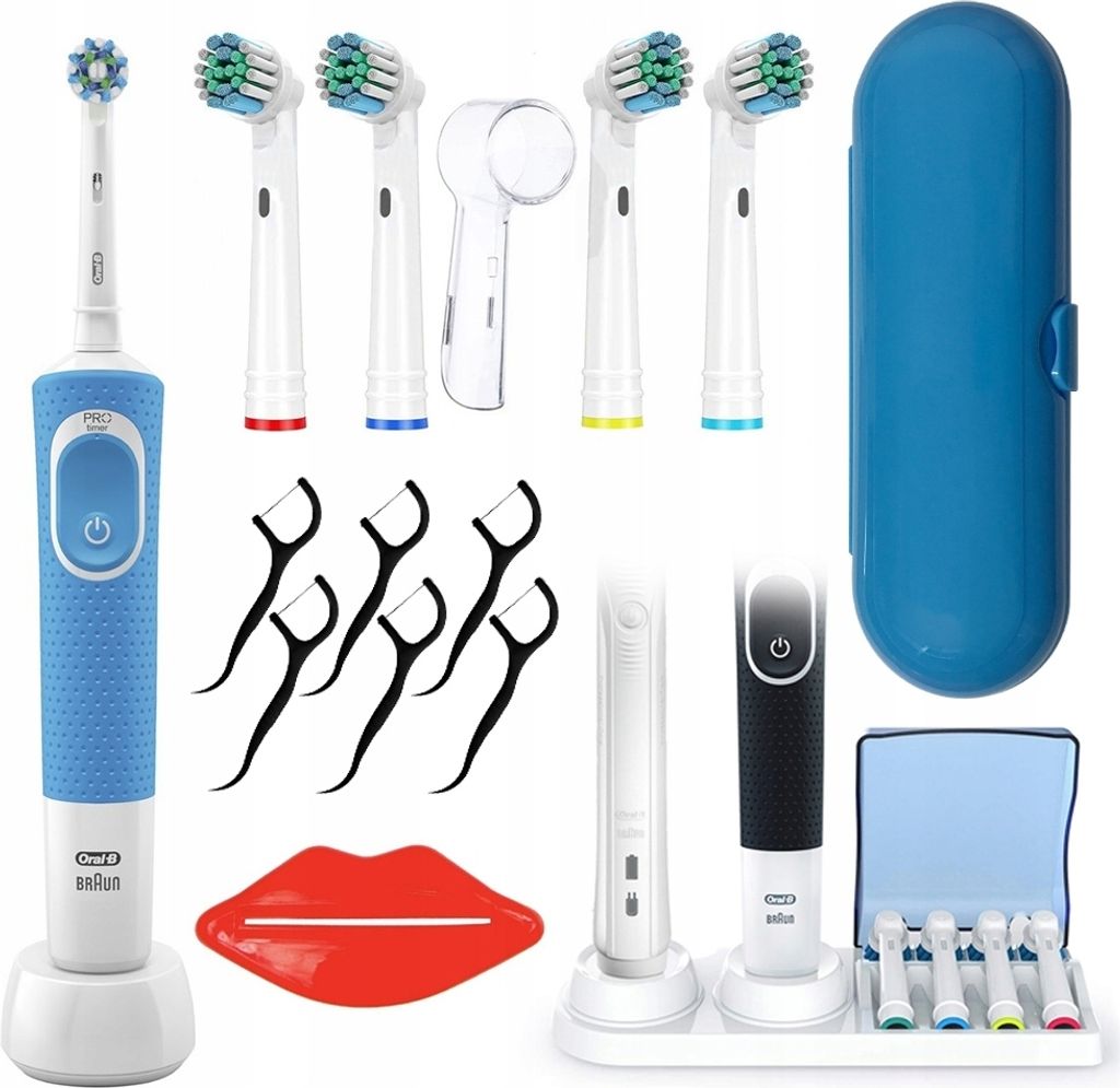 Oral-B elektrische Zahnbürste Vitality 100 Blau Set mit Aufsätzen Etui