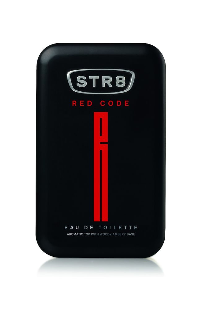 A black rectangular bottle of STR8 Red Code Eau De Toilette for men, displayed on a white background.