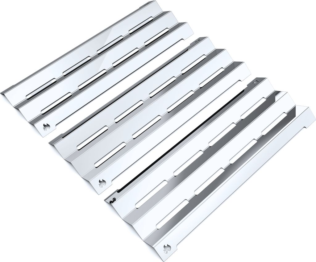 Gasgrill Edelstahl Brennerabdeckung passend für Napoleon Triumph T325 T410 T495, Farbe:3 Leisten Glänzend Flame