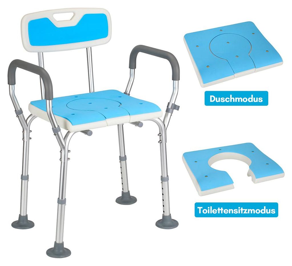 Vigevee Badhocker Duschhocker Höhenverstellbarer Alu Badestuhl Verstellbar Badehilfe Duschstuhl Quadrat Duschsitz