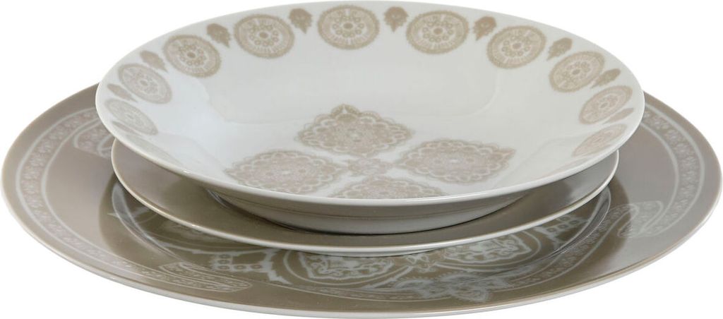 Set de Vajilla Home ESPRIT Azul Beige Porcelana 18 Piezas 27 x 27 x 2 cm