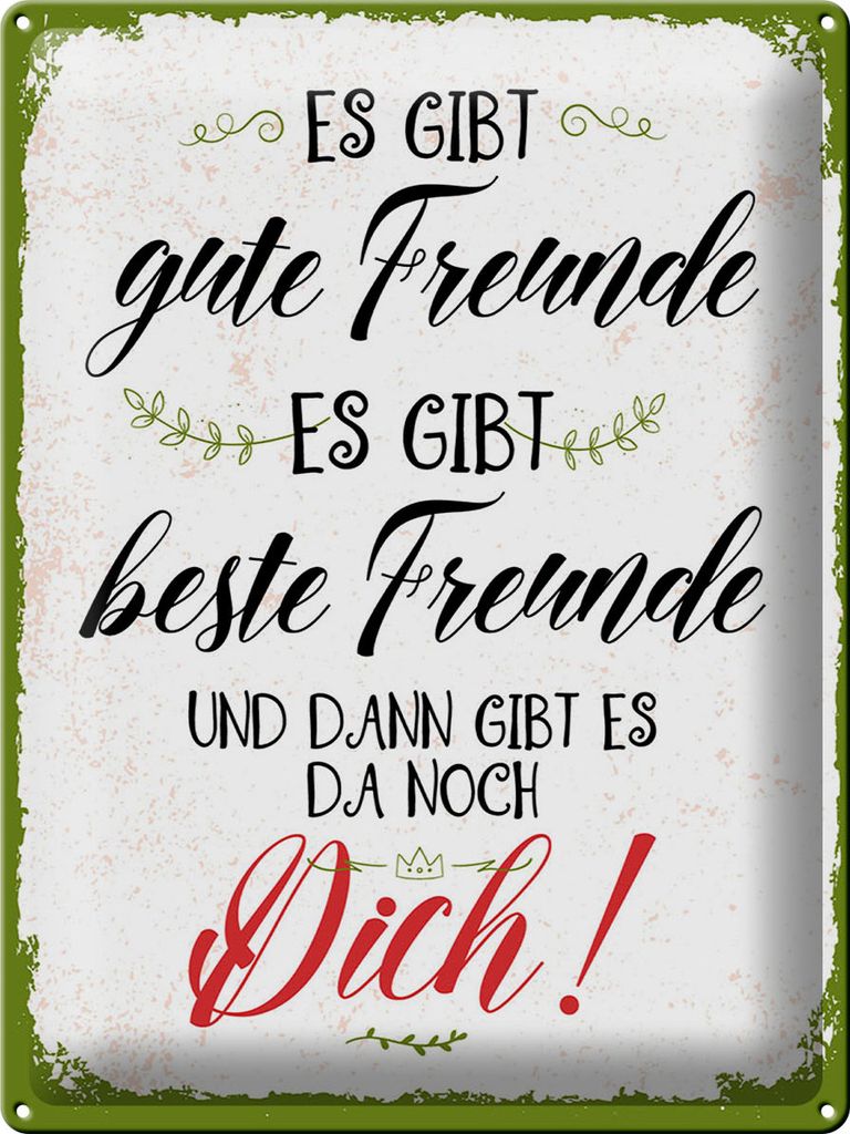 Blechschild gute beste Freunde und dann gibt es Dich, 40 x 30 cm, Blechschilder Spruch Glück Weisheit