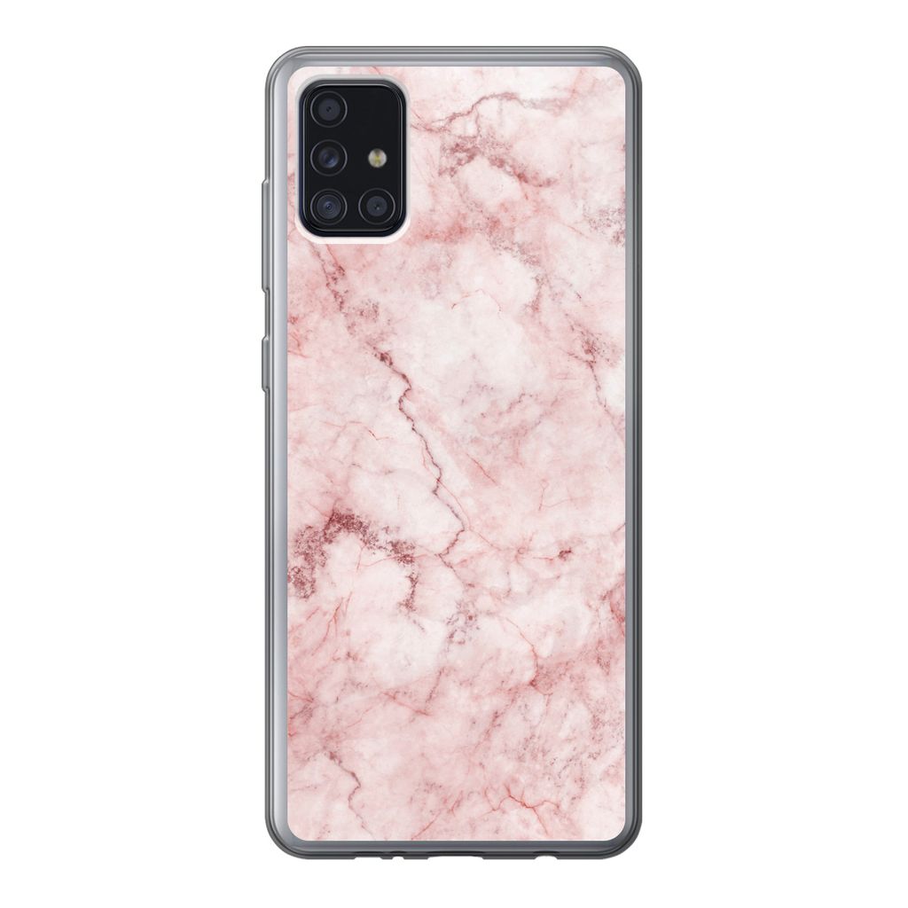 MuchoWow Handyhülle Schutzhülle Hülle für Samsung Galaxy A52 5G Marmor - Rosa - Luxus Silikon Softcase Handy Hülle - Umschlag