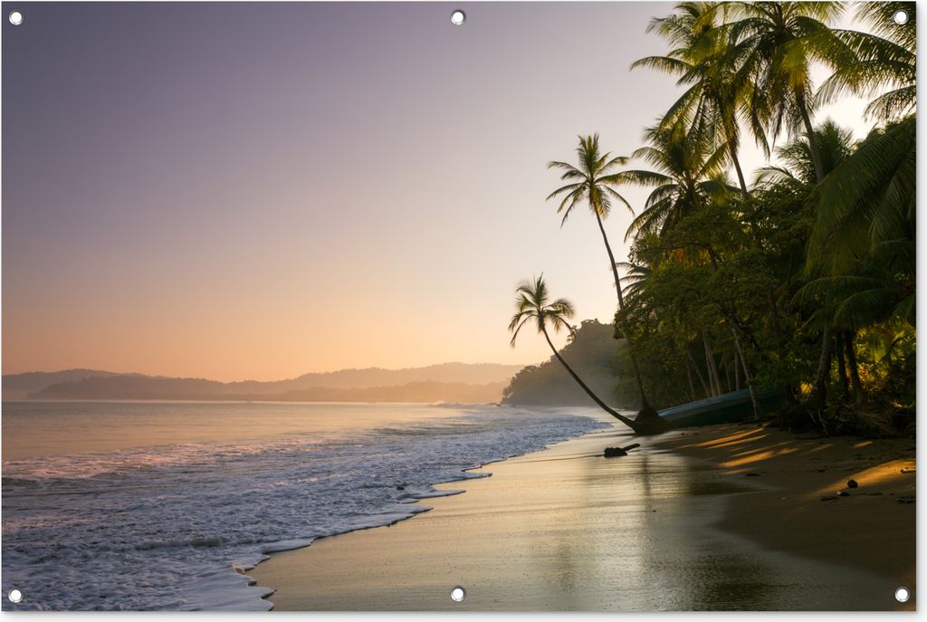 MuchoWow 120x80 cm Outdoor-Poster Gartendeko Sichtschutz Garten Poster für den Garten Strand - Sonnenuntergang - Tropisch