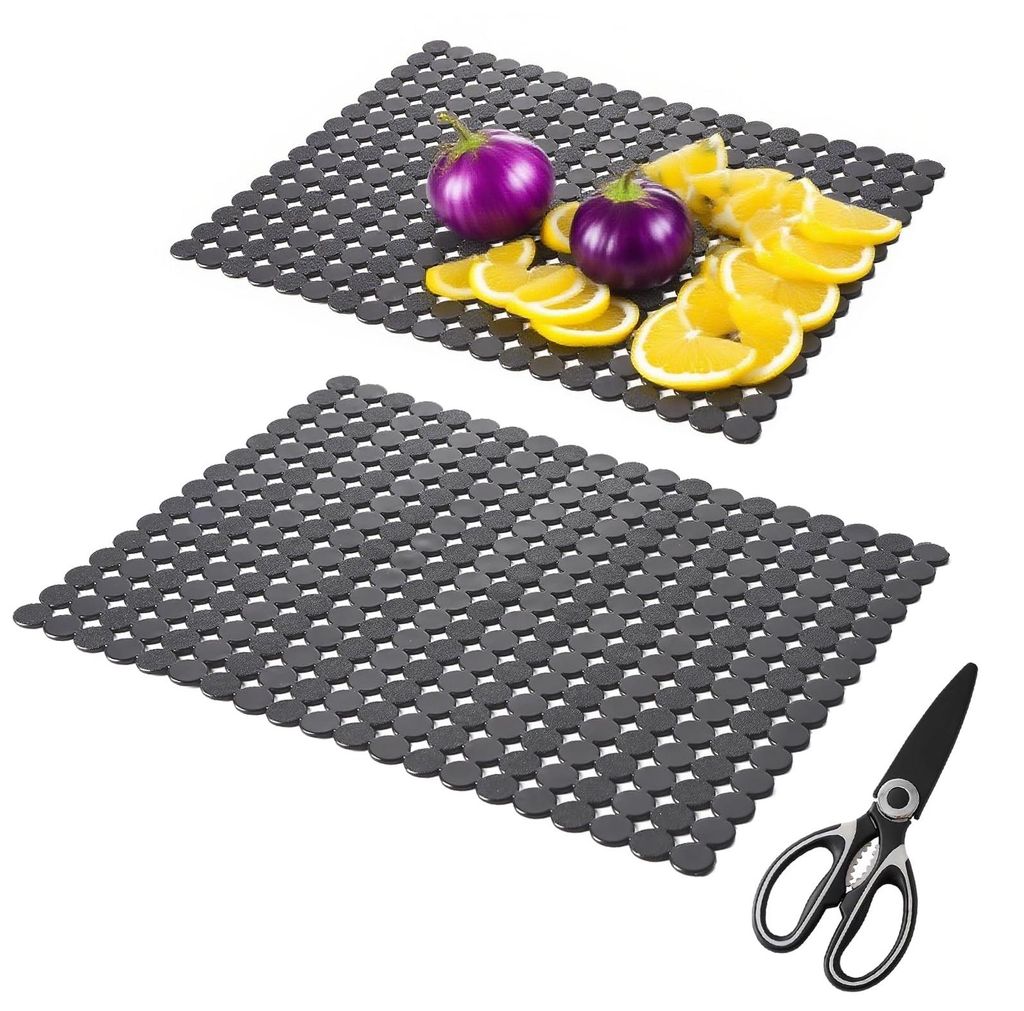 Geschirrmatte, 2-teilig, Küchengeschirrmatte, 30 x 40 cm, zuschneidbare Geschirrmatte mit 1 Schere, schnelltrocknende Geschirrmatten (transparent ...