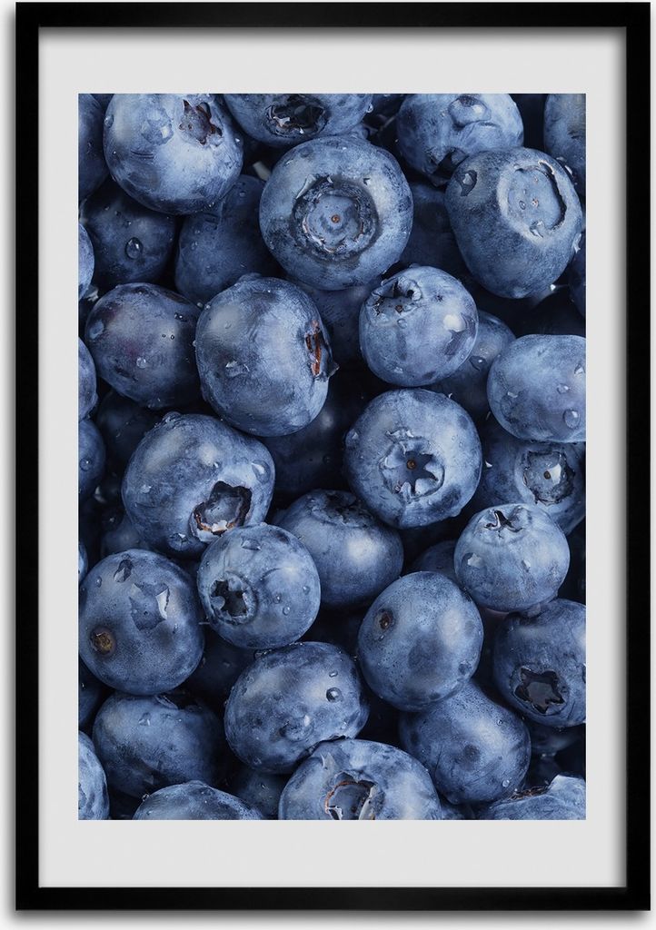 Bild - Bilderrahmen - 50 cm x 70 cm - MDF - Rahmen - Wandkunst Blaubeeren