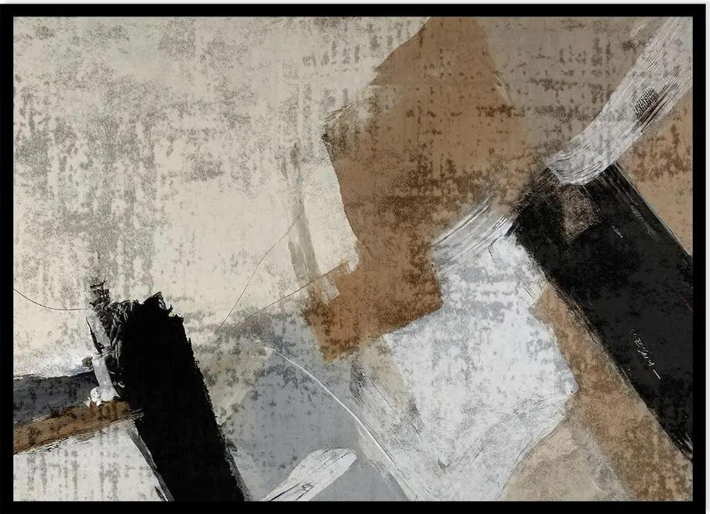 Affiche décorative murale 50x70 cm beige et blanc style abstrait épuré