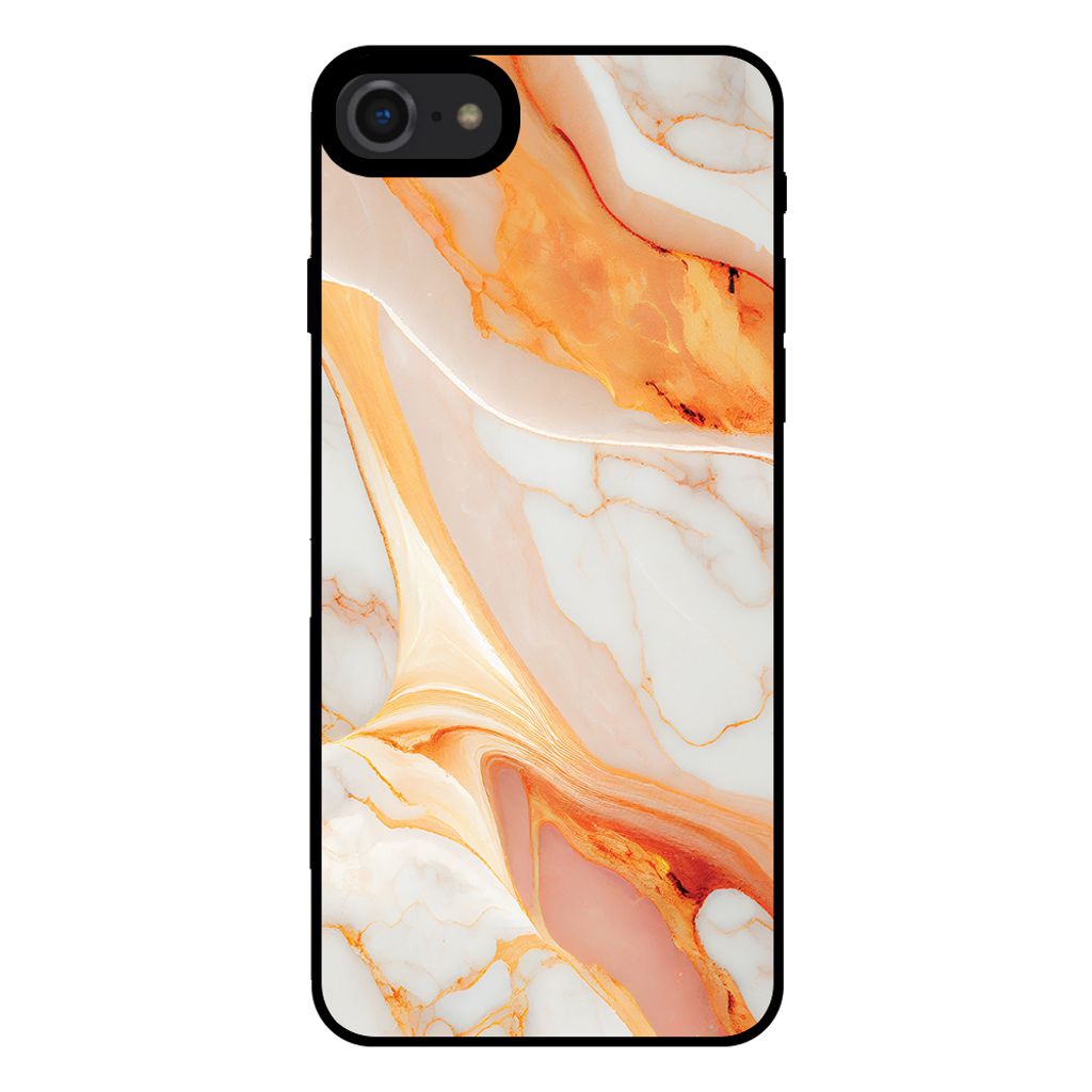 Smartphonica Handyhülle für iPhone SE(2020-2022) mit Marmordruck - TPU-Hülle mit Marmordesign - Orange
