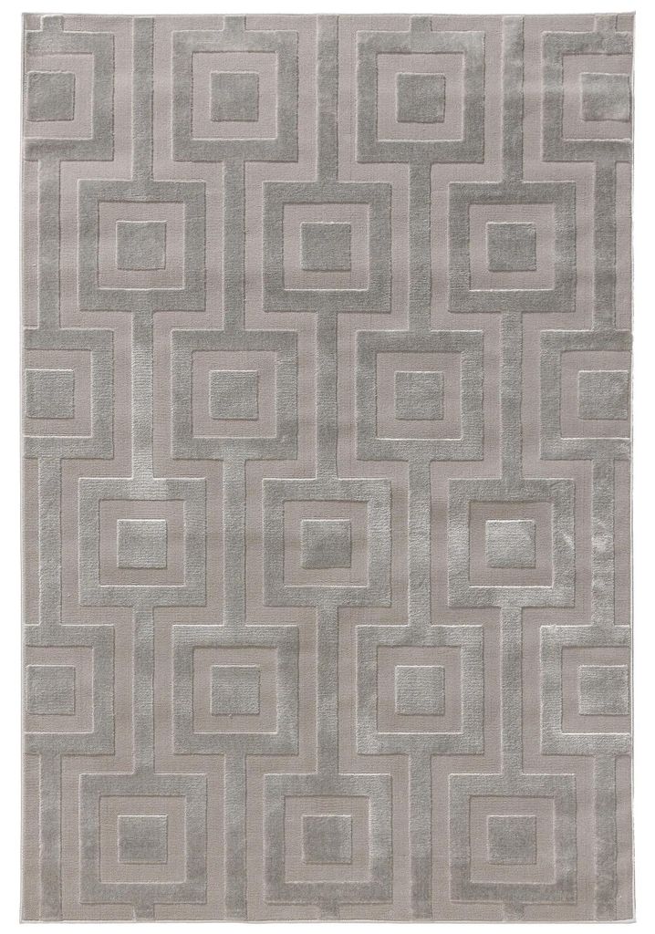 Teppich Claire Hellgrau 140x200 cm Wohnzimmer Rechteckig Muster Modern Kurzflor benuta Skandinavisch