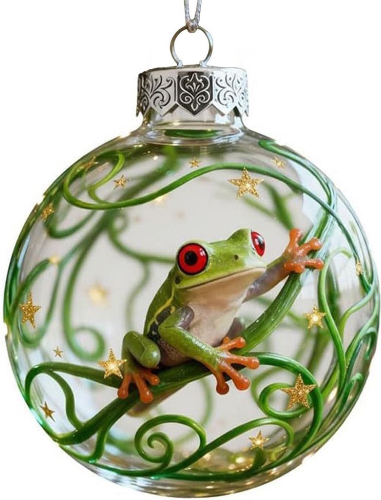 Frosch-Weihnachtsbaumschmuck aus Acryl mit Aufhängeseil, festliche Weihnachtsdekoration für Zuhause und Partys