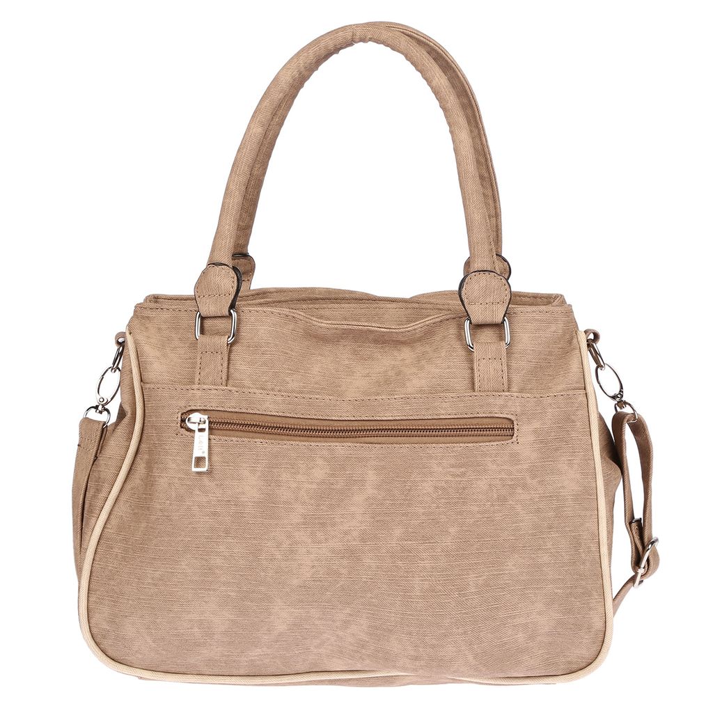 Damen Tasche Schultertasche Leder Optik Apricot