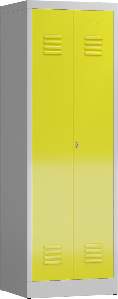 Spind Spindschrank 2 Abteile mittig schließend 180x60x50mm lichtgrau/zinkgelb