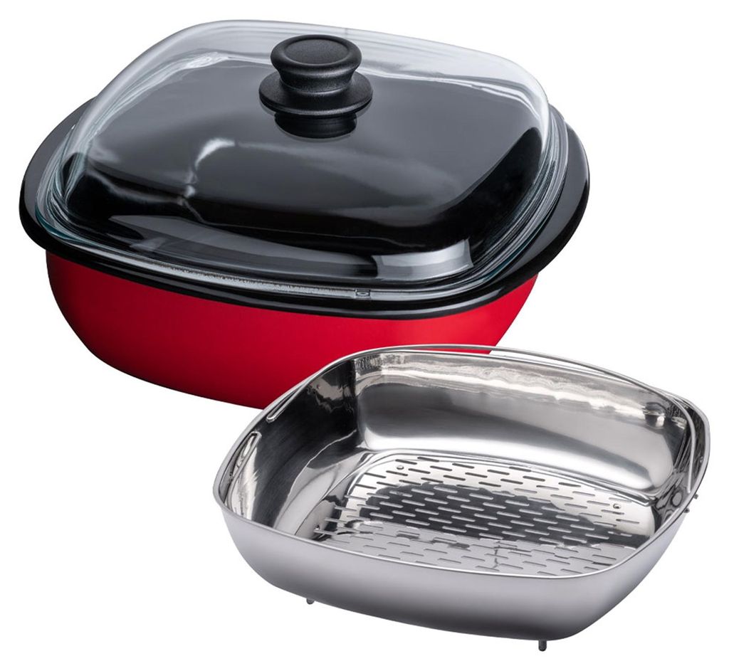 Vaporiera Riess con coperchio in vetro smaltato 3 pezzi Immagine del prodotto 