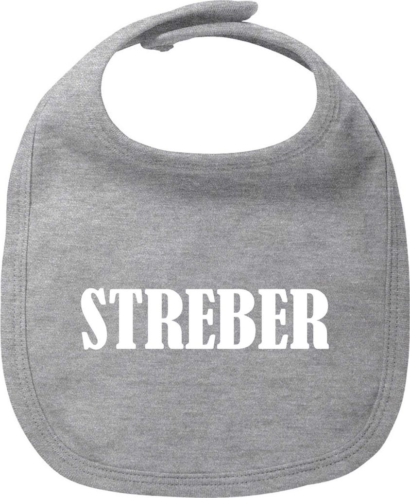 Huuraa Baby Lätzchen Streber Schriftzug Heather Grey Klettverschluss Baumwolle Latz Geschenkidee