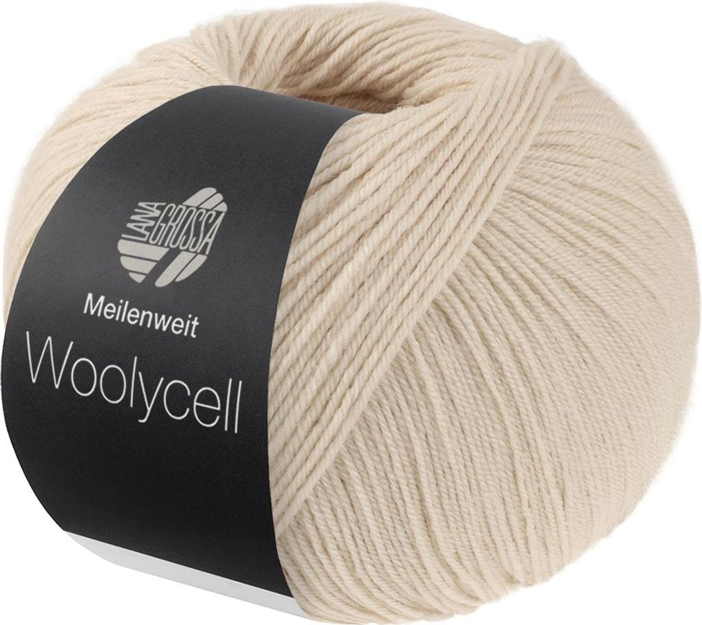 Lana Grossa Meilenweit 100 g WOOLYCELL 4-fach Sockengarn ohne Polyamidanteil 400 m Farbe 002 - Perlbeige