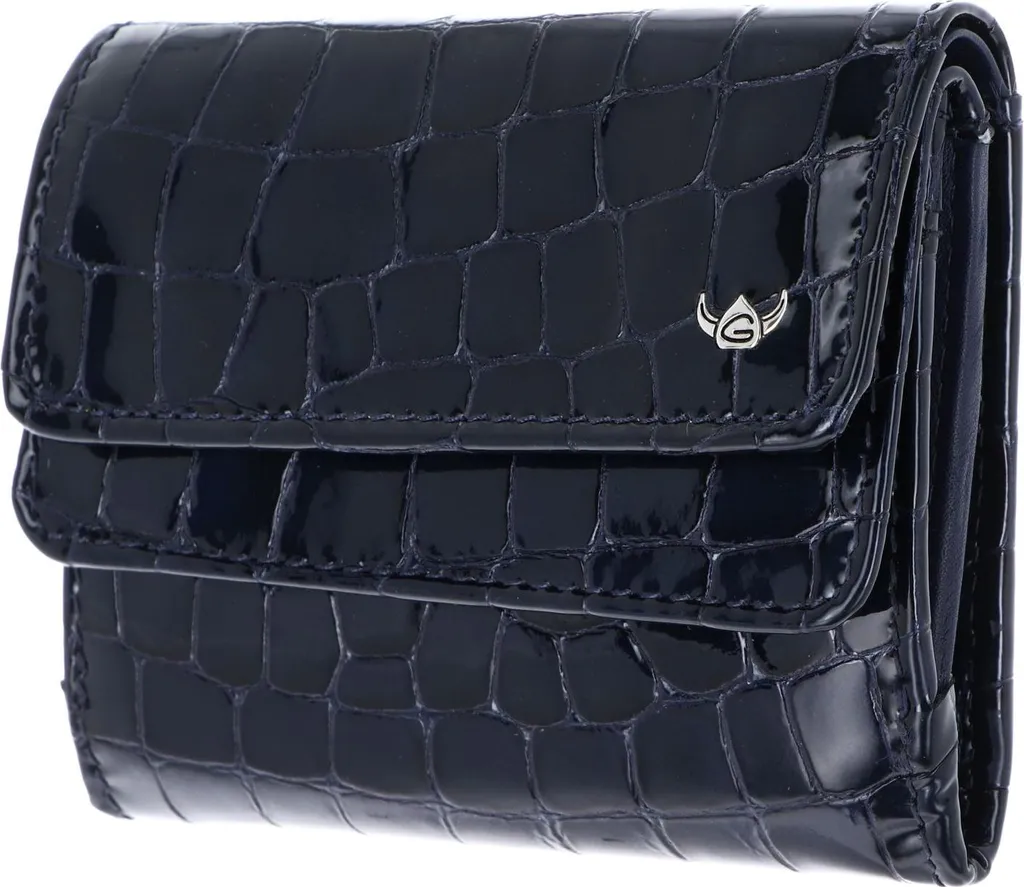 Grand Porte-monnaie en Cuir avec Protection RFID Bleu Marine Cayenne