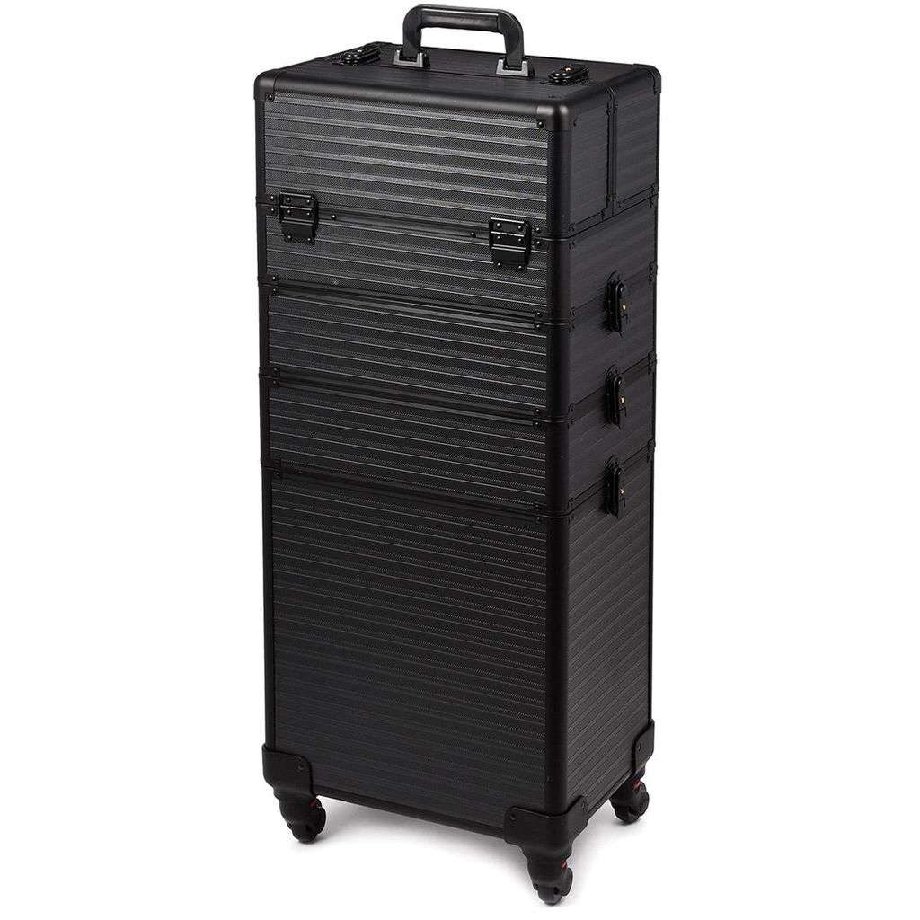 Kosmetikkoffer auf Rollen Aluminium Schwarz 70L Make-up Produktbild 