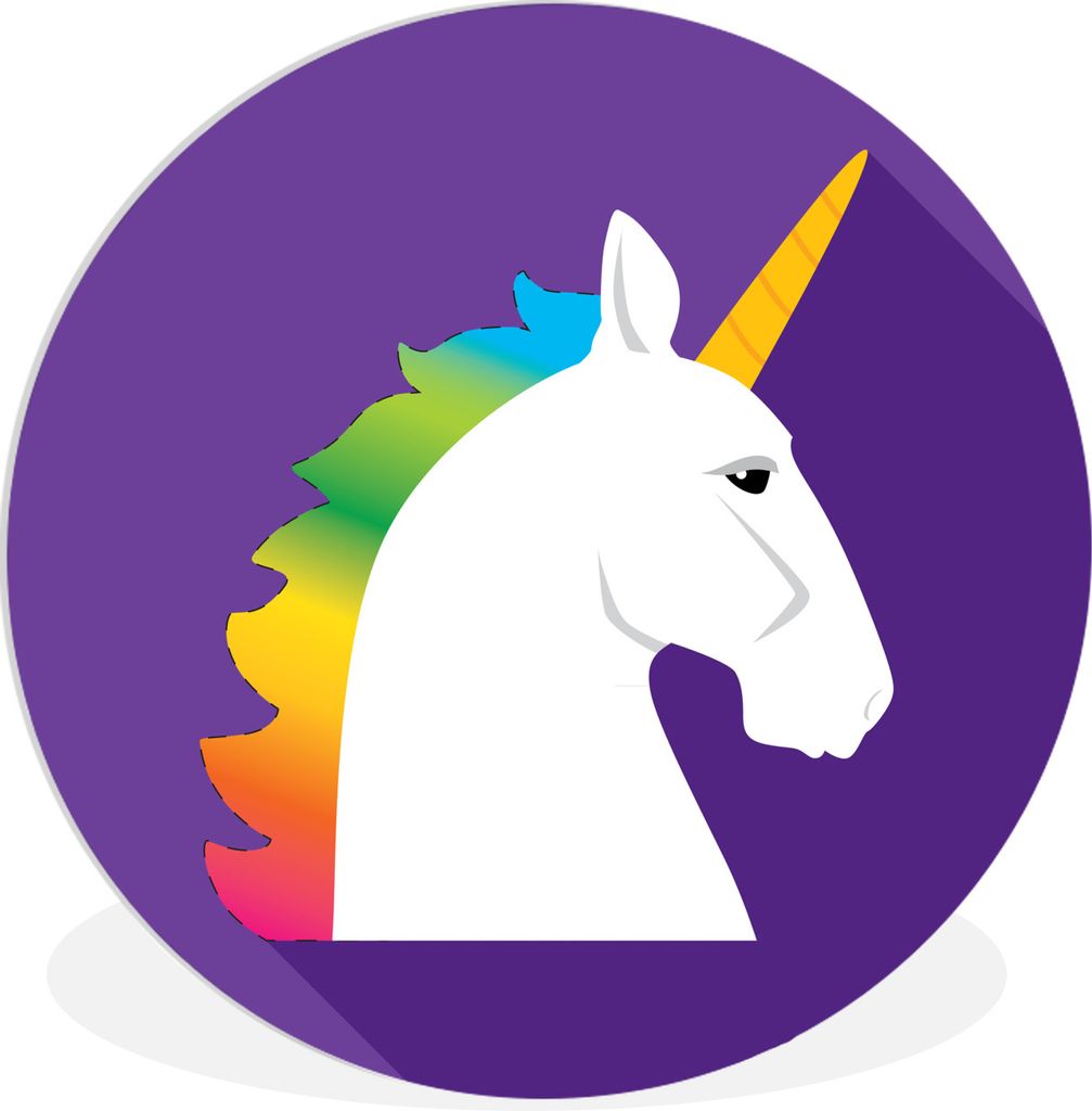 MuchoWow Rundes Wandbild - Runde Bilder Kinder Illustration Einhorn auf lila Hintergrund Ø 30 cm Kreis Wanddekoration Kunststoff - Wandkreis - W...