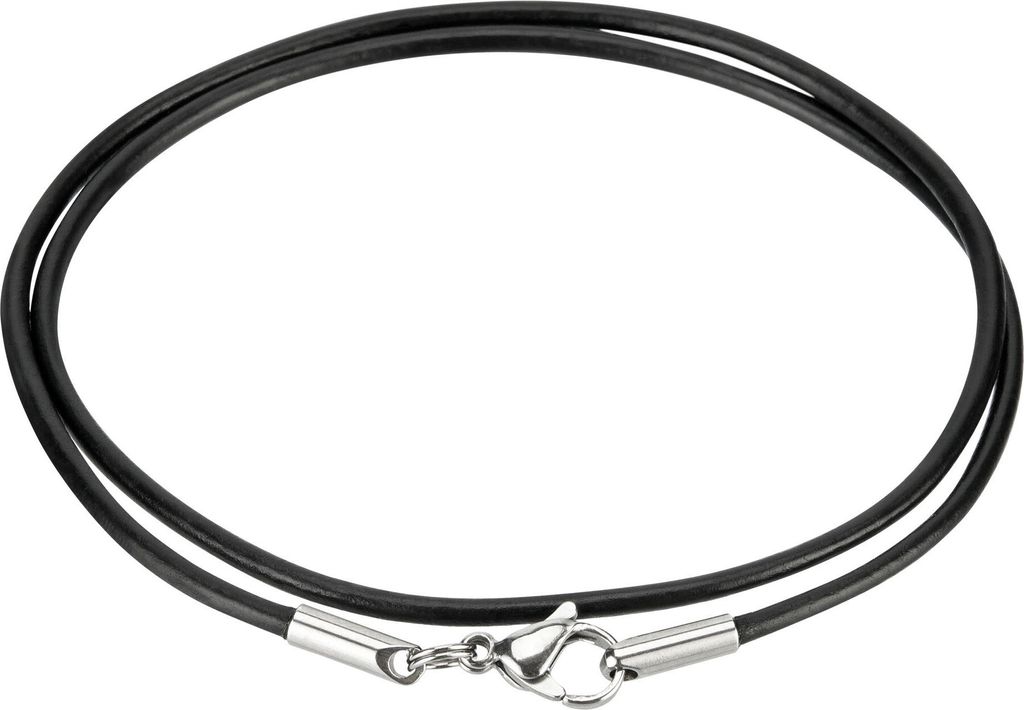 Auroris Echtleder Kette schwarz Dicke 2mm mit Produktbild 