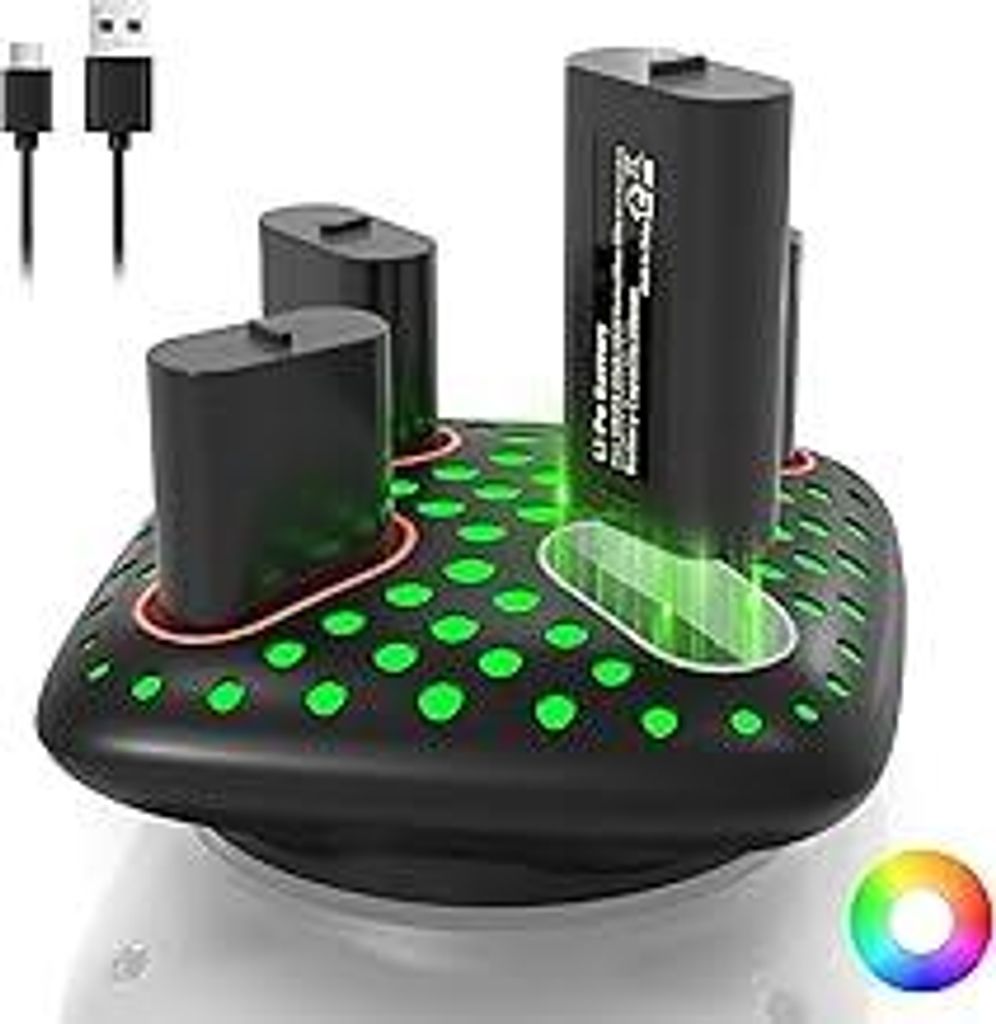 AceGamer 4x1400mAh(=4x5180mWh) Xbox Controller Akku-Packs für Xbox One/Xbox Series X|S Elite Controller, Xbox Series Controller Akku-Kit mit RGB-L...